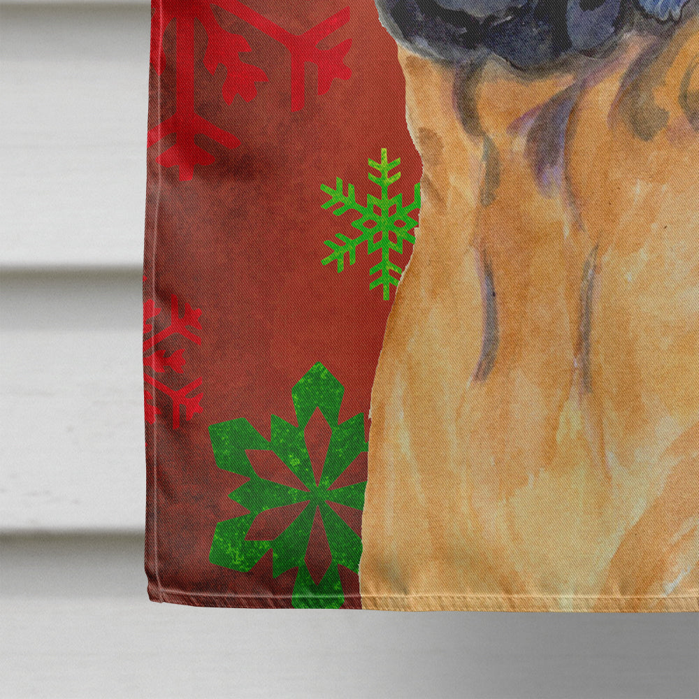 Mastiff Red and Green Snowflakes Holiday Christmas House Flag 28x40 Porch Sleeve Pole Decorative Outside Yard Banner Artwork Wall Hanging, Polyester