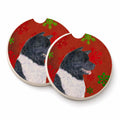 Akita Red and Green Snowflakes Holiday Christmas Set of 2 Cup Holder Car Coasters Absorbent Round Sandstone Coasters Gifts for Men or Women, 2.5, Multicolor