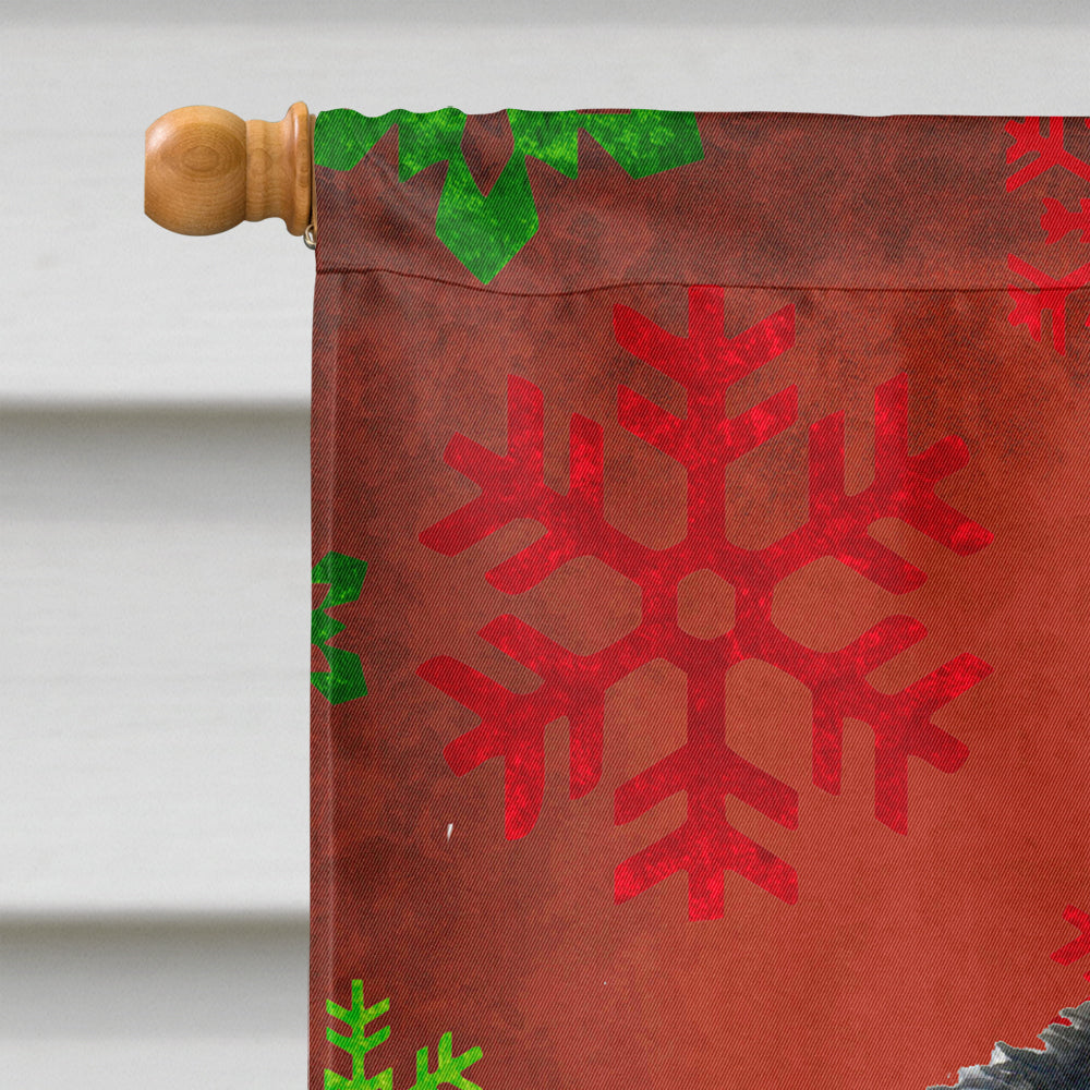 Akita Red and Green Snowflakes Holiday Christmas House Flag 28x40 Porch Sleeve Pole Decorative Outside Yard Banner Artwork Wall Hanging, Polyester