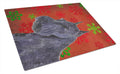 Schnauzer Red and Green Snowflakes Holiday Christmas Cutting Board Tempered Glass Kitchen Cutting Surface, Heat Resistant Chopping, Non-Slip Feet, Food Prep & Serving