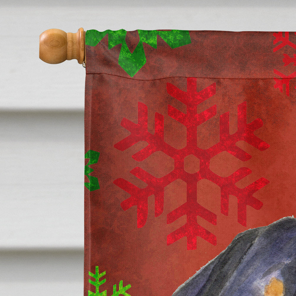 Rottweiler Red and Green Snowflakes Holiday Christmas House Flag 28x40 Porch Sleeve Pole Decorative Outside Yard Banner Artwork Wall Hanging, Polyester