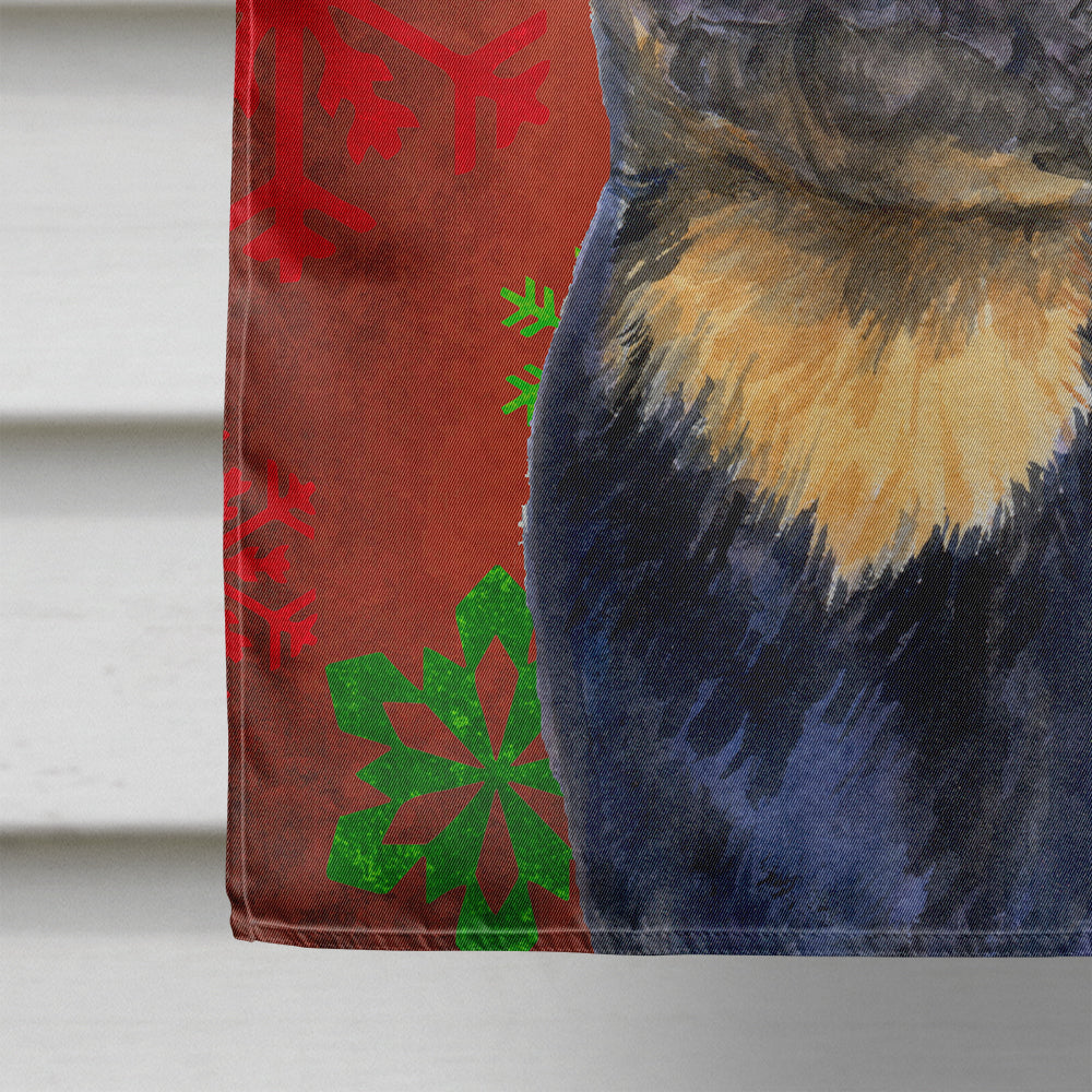 Rottweiler Red and Green Snowflakes Holiday Christmas House Flag 28x40 Porch Sleeve Pole Decorative Outside Yard Banner Artwork Wall Hanging, Polyester