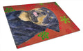 Rottweiler Red and Green Snowflakes Holiday Christmas Cutting Board Tempered Glass Kitchen Cutting Surface, Heat Resistant Chopping, Non-Slip Feet, Food Prep & Serving