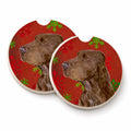 Field Spaniel Red and Green Snowflakes Holiday Christmas Set of 2 Cup Holder Car Coasters Absorbent Round Sandstone Coasters Gifts for Men or Women, 2.5, Multicolor