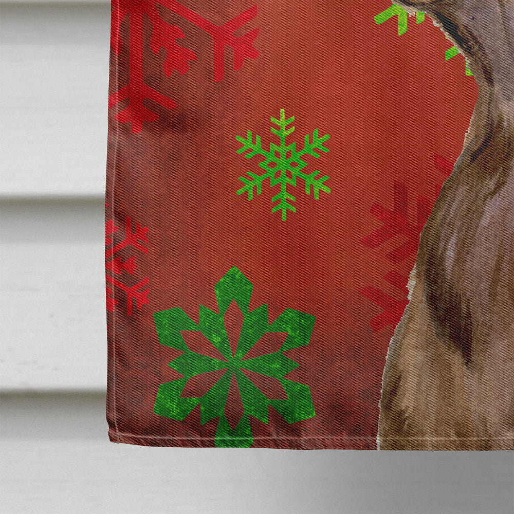 Field Spaniel Red and Green Snowflakes Holiday Christmas House Flag 28x40 Porch Sleeve Pole Decorative Outside Yard Banner Artwork Wall Hanging, Polyester
