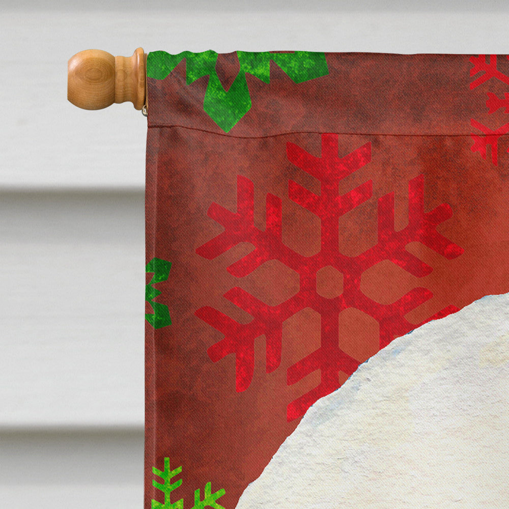 Bichon Frise Red and Green Snowflakes Holiday Christmas House Flag 28x40 Porch Sleeve Pole Decorative Outside Yard Banner Artwork Wall Hanging, Polyester
