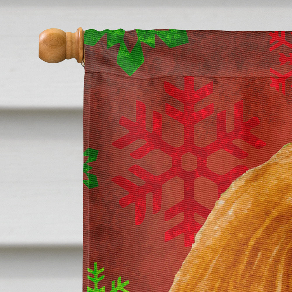 Cavalier Spaniel Red and Green Snowflakes Holiday Christmas House Flag 28x40 Porch Sleeve Pole Decorative Outside Yard Banner Artwork Wall Hanging, Polyester