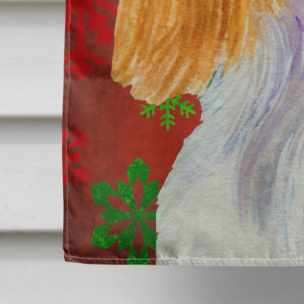 Cavalier Spaniel Red and Green Snowflakes Holiday Christmas House Flag 28x40 Porch Sleeve Pole Decorative Outside Yard Banner Artwork Wall Hanging, Polyester