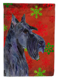 Scottish Terrier Red and Green Snowflakes Holiday Christmas House Flag 28x40 Porch Sleeve Pole Decorative Outside Yard Banner Artwork Wall Hanging, Polyester