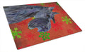 Scottish Terrier Red and Green Snowflakes Holiday Christmas Cutting Board Tempered Glass Kitchen Cutting Surface, Heat Resistant Chopping, Non-Slip Feet, Food Prep & Serving