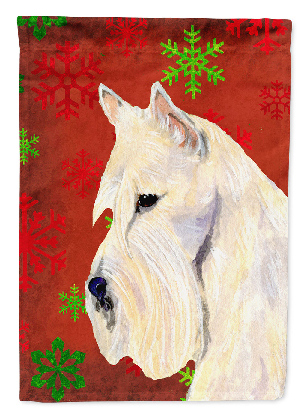 Scottish Terrier Red Snowflakes House Flag 28x40 Porch Sleeve Pole Decorative Outside Yard Banner Artwork Wall Hanging, Polyester