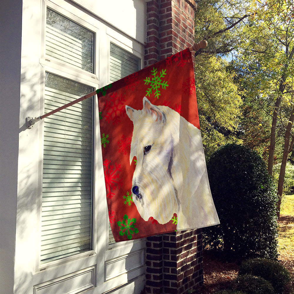 Scottish Terrier Red Snowflakes House Flag 28x40 Porch Sleeve Pole Decorative Outside Yard Banner Artwork Wall Hanging, Polyester