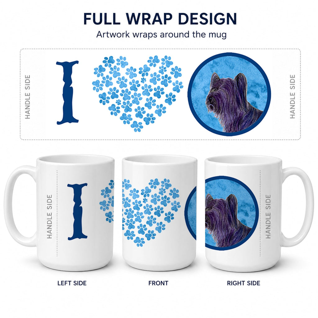Blue Skye Terrier Ceramic Coffee Mug 15 oz Decorative Large C Handle Mug Cup for Tea, Cocoa Hot Chocolate