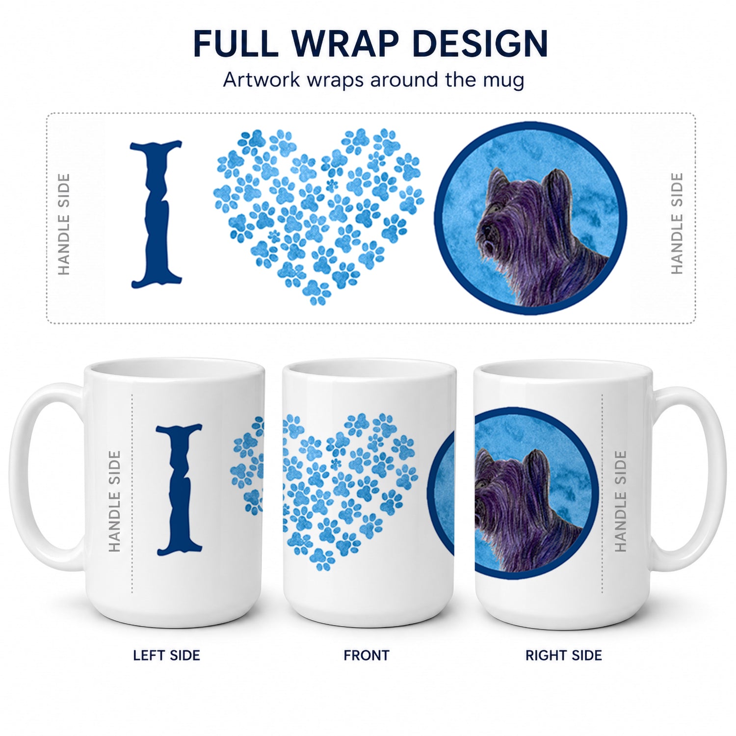 Blue Skye Terrier Ceramic Coffee Mug 15 oz Decorative Large C Handle Mug Cup for Tea, Cocoa Hot Chocolate