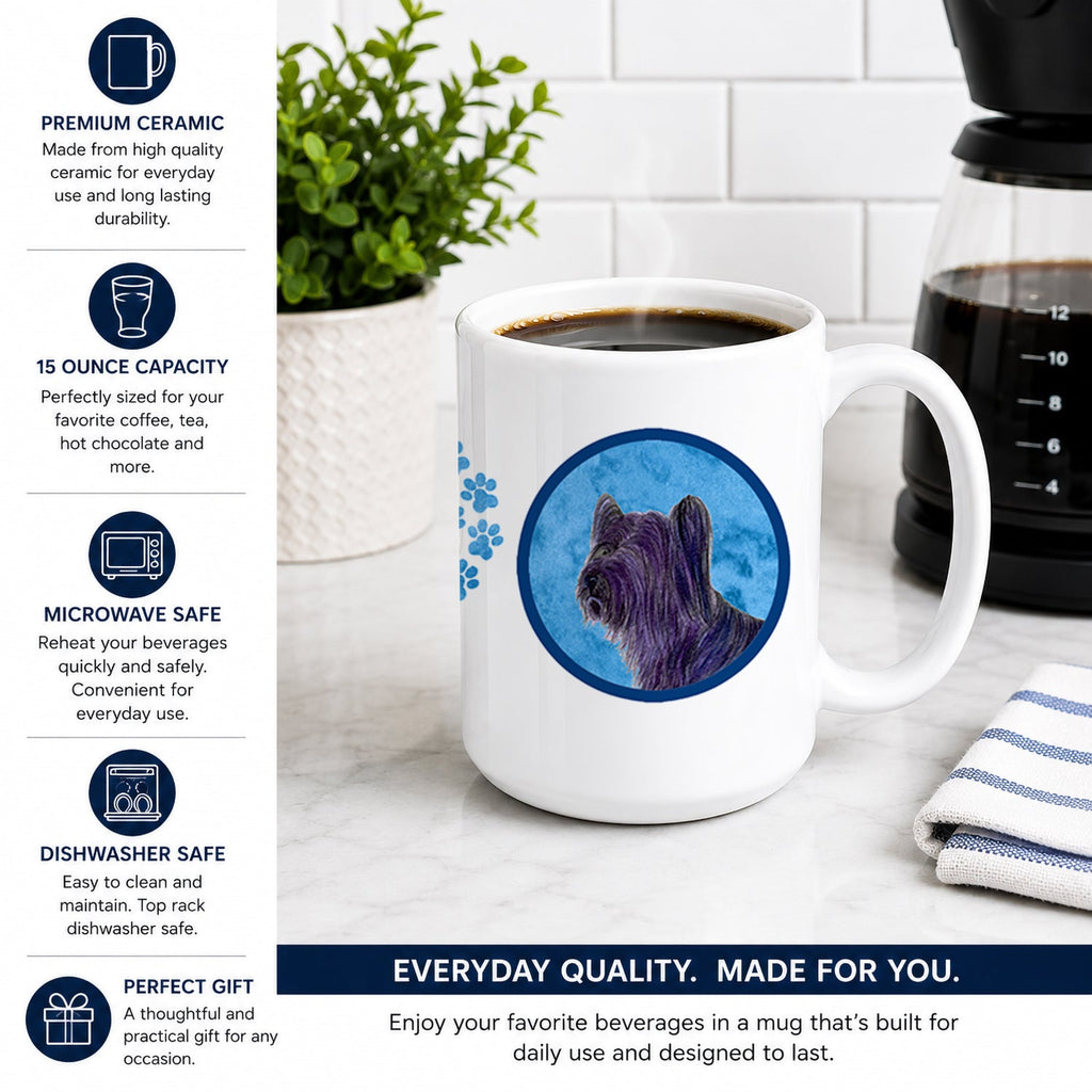 Blue Skye Terrier Ceramic Coffee Mug 15 oz Decorative Large C Handle Mug Cup for Tea, Cocoa Hot Chocolate