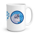 Blue Siberian Husky Ceramic Coffee Mug 15 oz Decorative Large C Handle Mug Cup for Tea, Cocoa Hot Chocolate