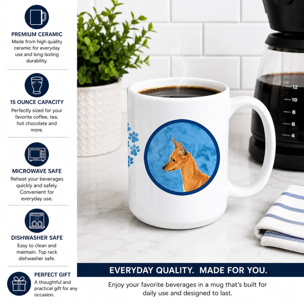 Blue Min Pin Ceramic Coffee Mug 15 oz Decorative Large C Handle Mug Cup for Tea, Cocoa Hot Chocolate