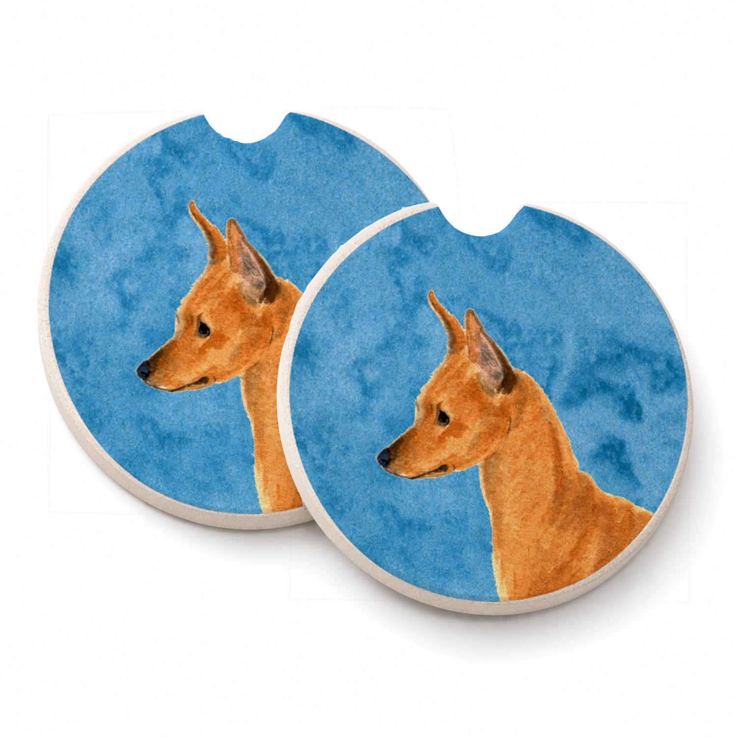 Blue Min Pin Set of 2 Cup Holder Car Coasters Absorbent Round Sandstone Coasters Gifts for Men or Women, 2.5, Multicolor