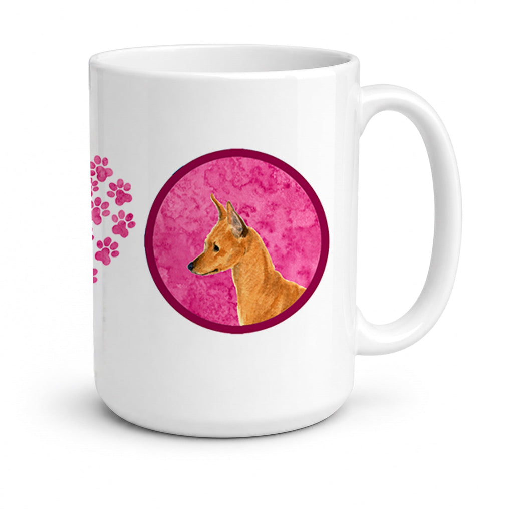 Pink Min Pin Ceramic Coffee Mug 15 oz Decorative Large C Handle Mug Cup for Tea, Cocoa Hot Chocolate