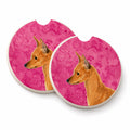 Pink Min Pin Set of 2 Cup Holder Car Coasters Absorbent Round Sandstone Coasters Gifts for Men or Women, 2.5, Multicolor
