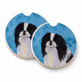 Blue Japanese Chin Set of 2 Cup Holder Car Coasters Absorbent Round Sandstone Coasters Gifts for Men or Women, 2.5, Multicolor