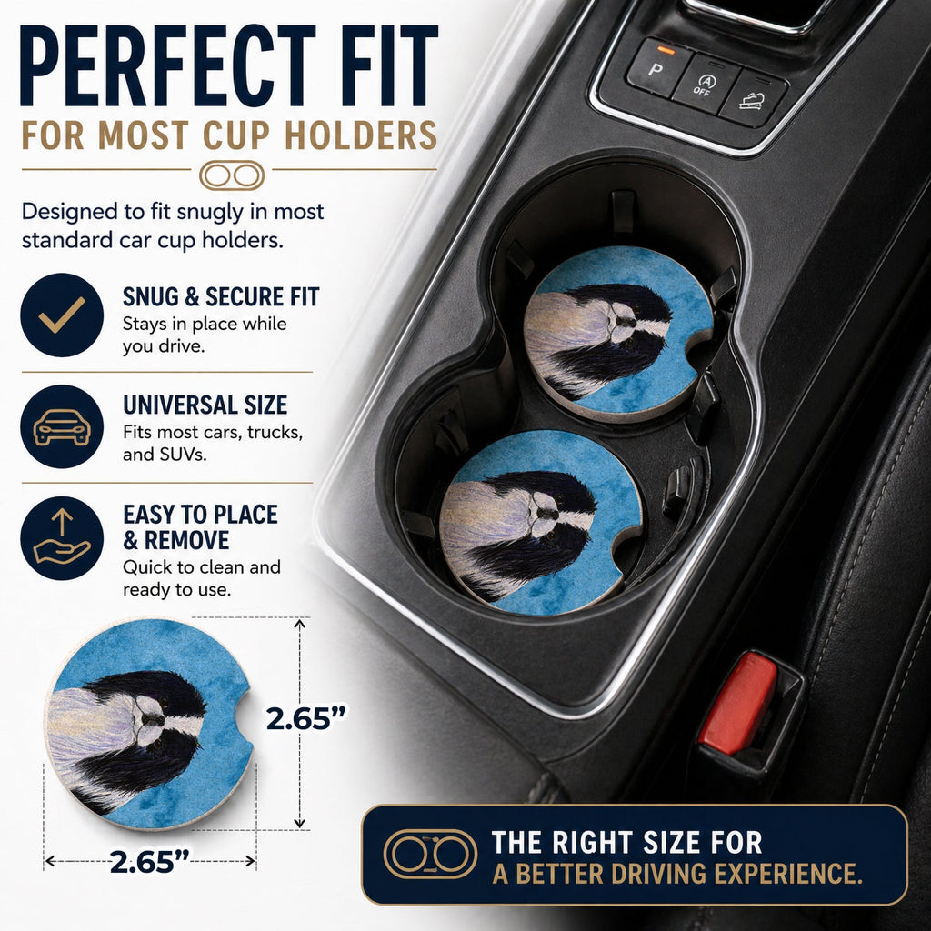 Blue Japanese Chin Set of 2 Cup Holder Car Coasters Absorbent Round Sandstone Coasters Gifts for Men or Women, 2.5, Multicolor
