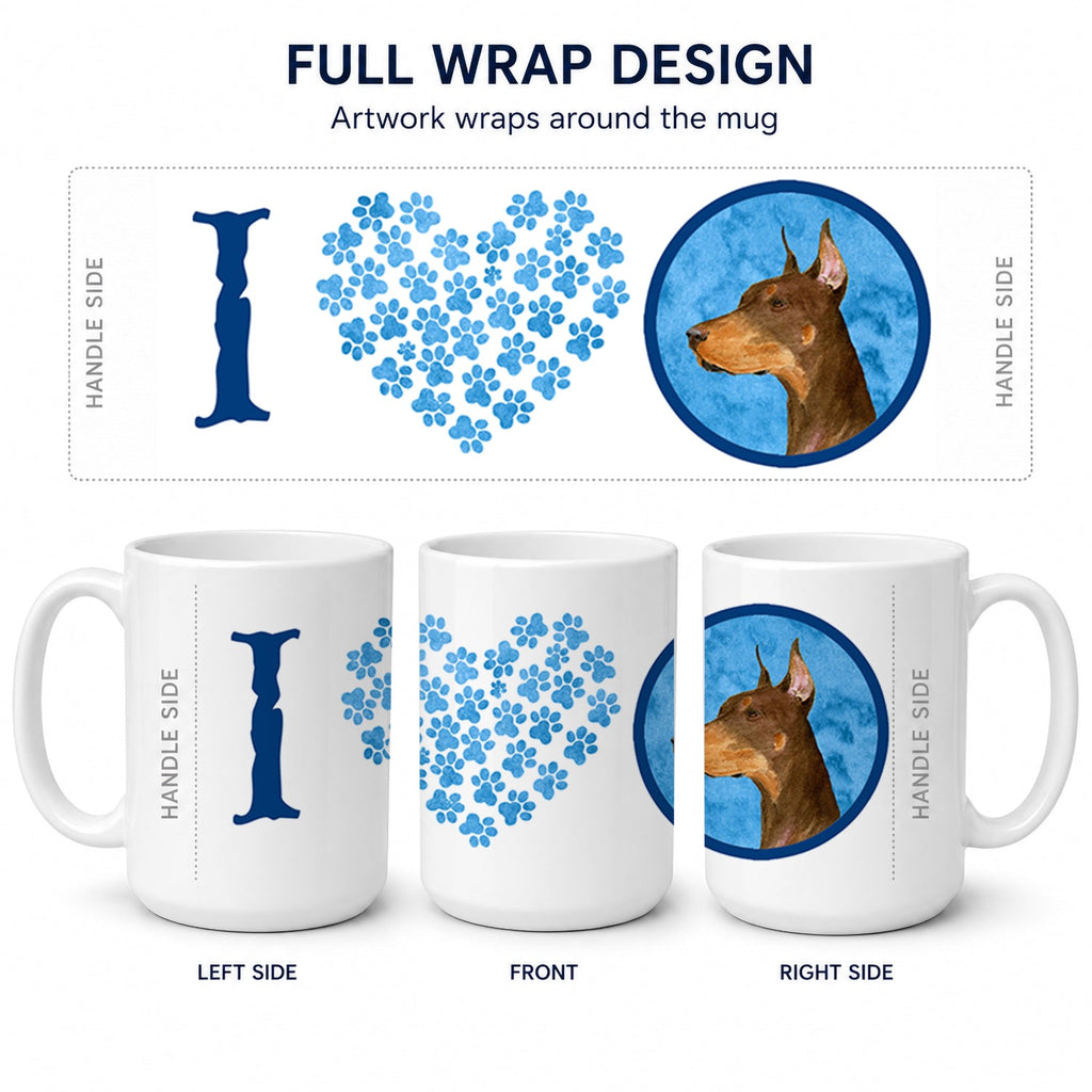 Blue Doberman Ceramic Coffee Mug 15 oz Decorative Large C Handle Mug Cup for Tea, Cocoa Hot Chocolate