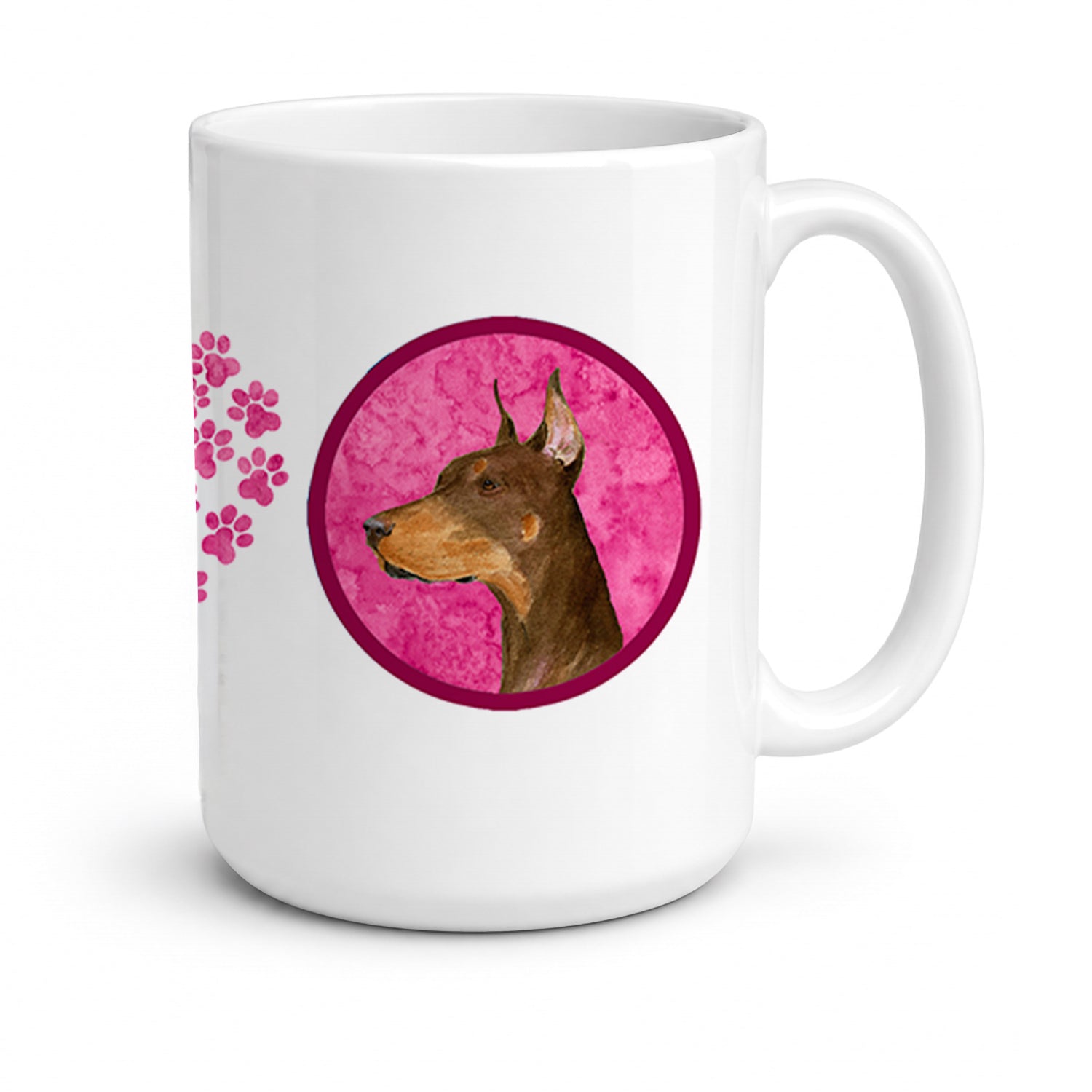 Pink Doberman Ceramic Coffee Mug 15 oz Decorative Large C Handle Mug Cup for Tea, Cocoa Hot Chocolate