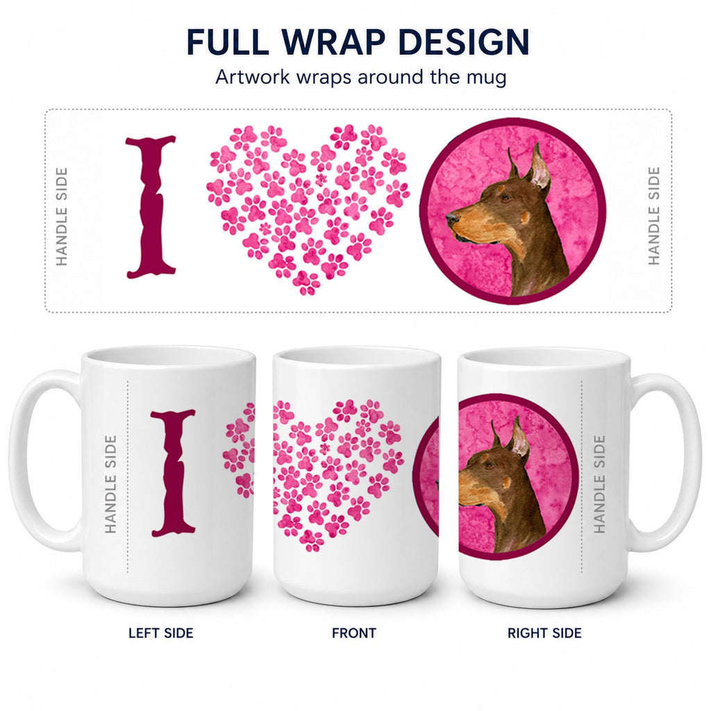 Pink Doberman Ceramic Coffee Mug 15 oz Decorative Large C Handle Mug Cup for Tea, Cocoa Hot Chocolate