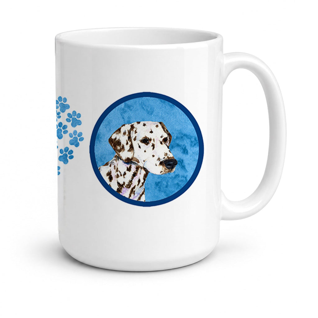 Blue Dalmatian Ceramic Coffee Mug 15 oz Decorative Large C Handle Mug Cup for Tea, Cocoa Hot Chocolate