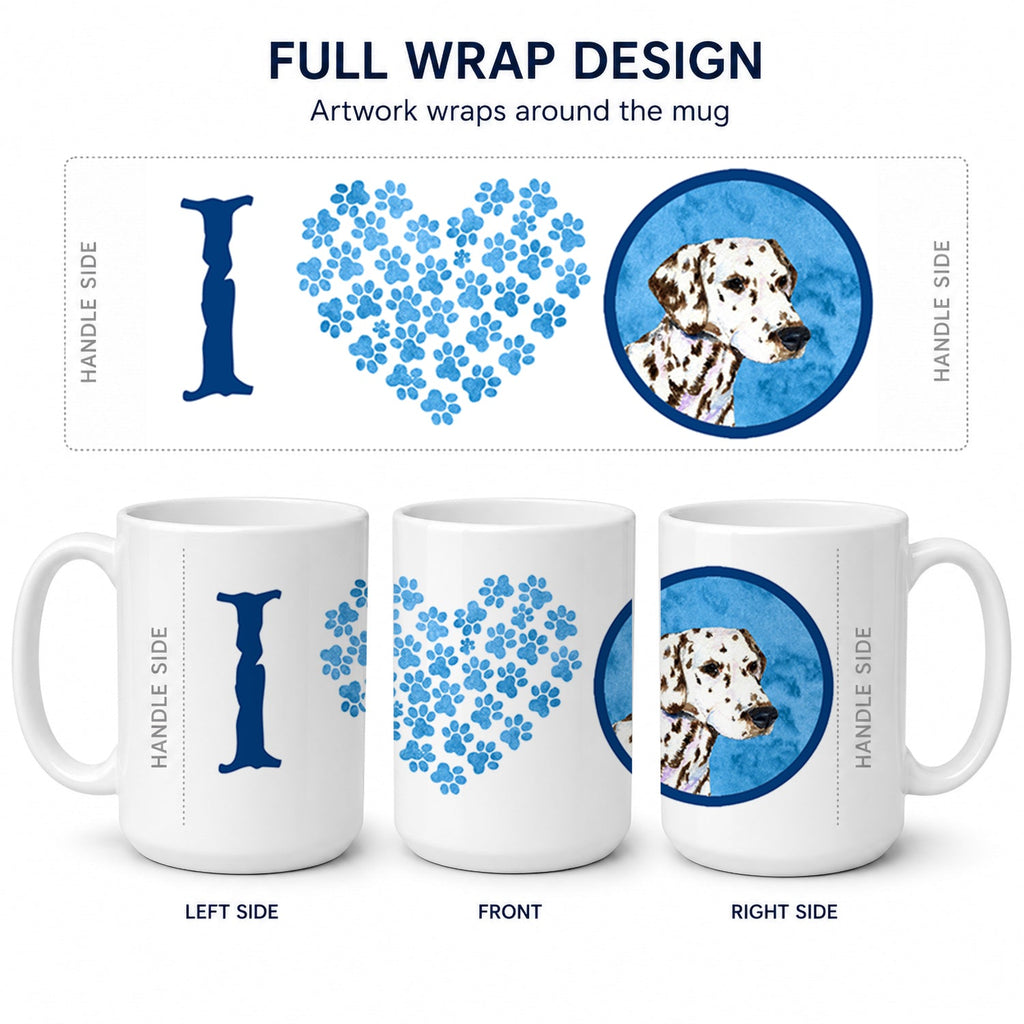 Blue Dalmatian Ceramic Coffee Mug 15 oz Decorative Large C Handle Mug Cup for Tea, Cocoa Hot Chocolate