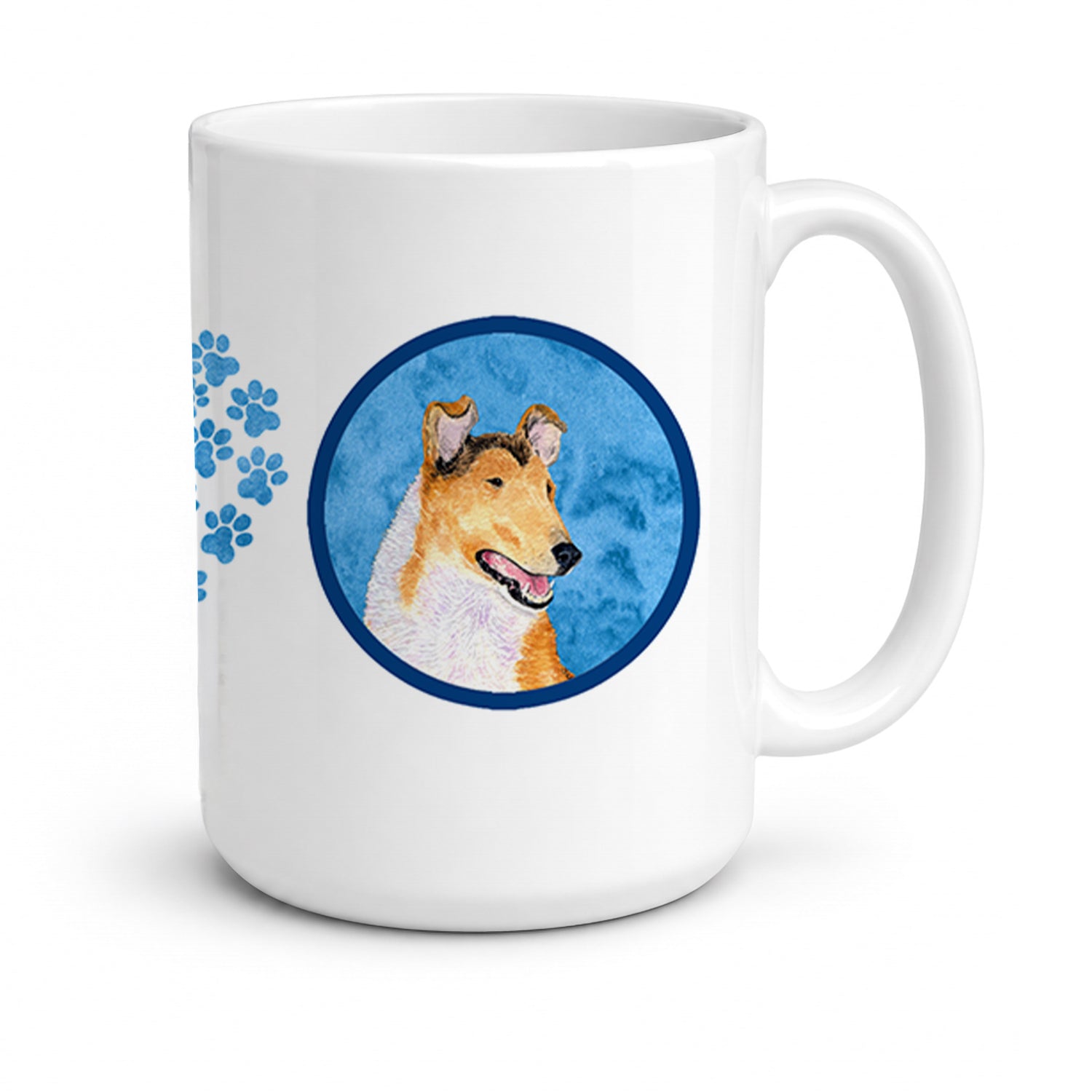 Blue Smooth Collie Ceramic Coffee Mug 15 oz Decorative Large C Handle Mug Cup for Tea, Cocoa Hot Chocolate