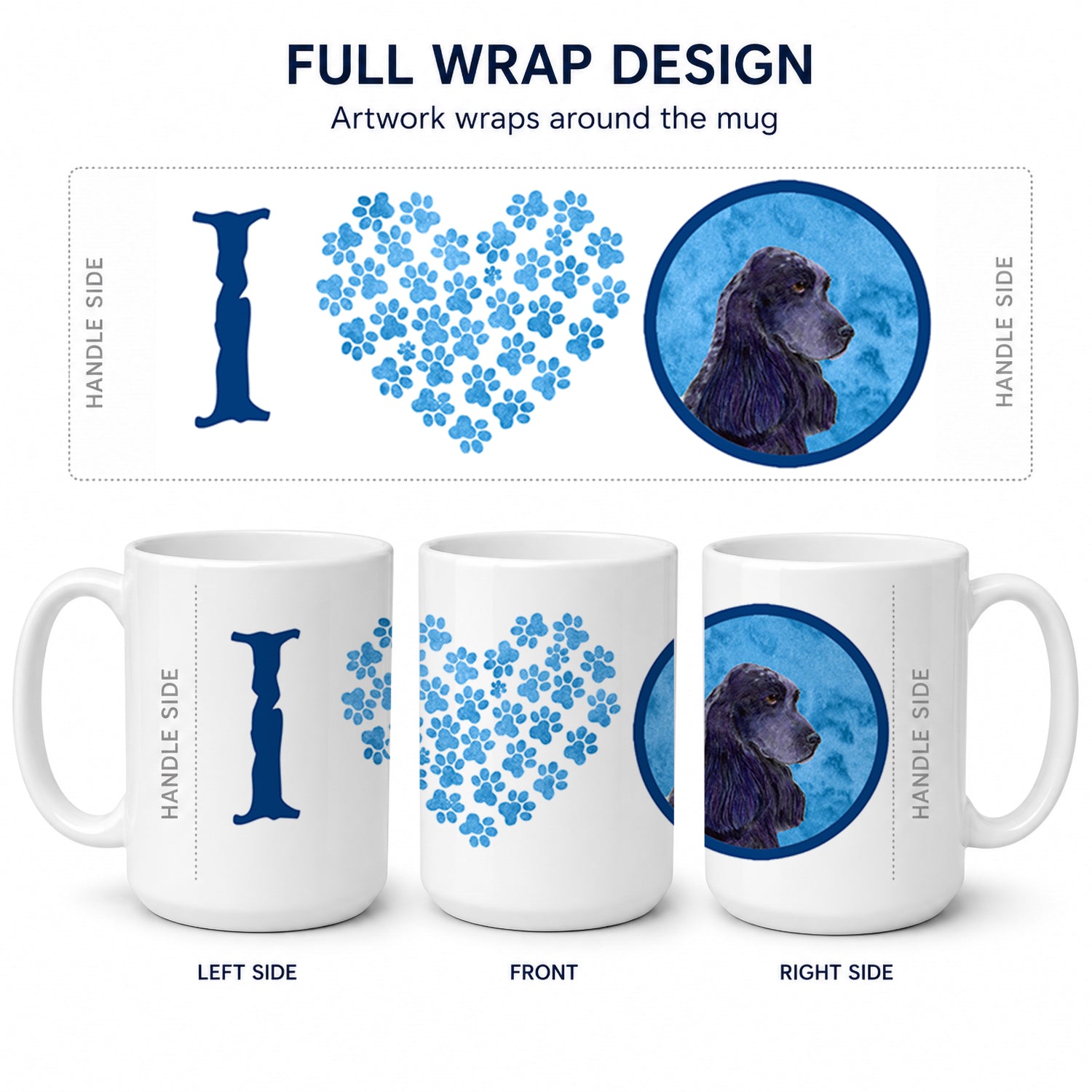 Blue Cocker Spaniel Ceramic Coffee Mug 15 oz Decorative Large C Handle Mug Cup for Tea, Cocoa Hot Chocolate