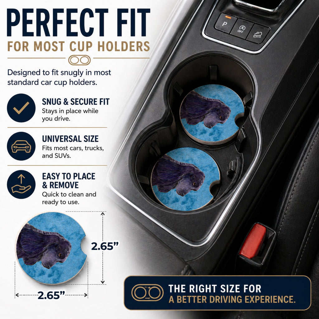 Blue Cocker Spaniel Set of 2 Cup Holder Car Coasters Absorbent Round Sandstone Coasters Gifts for Men or Women, 2.5, Multicolor