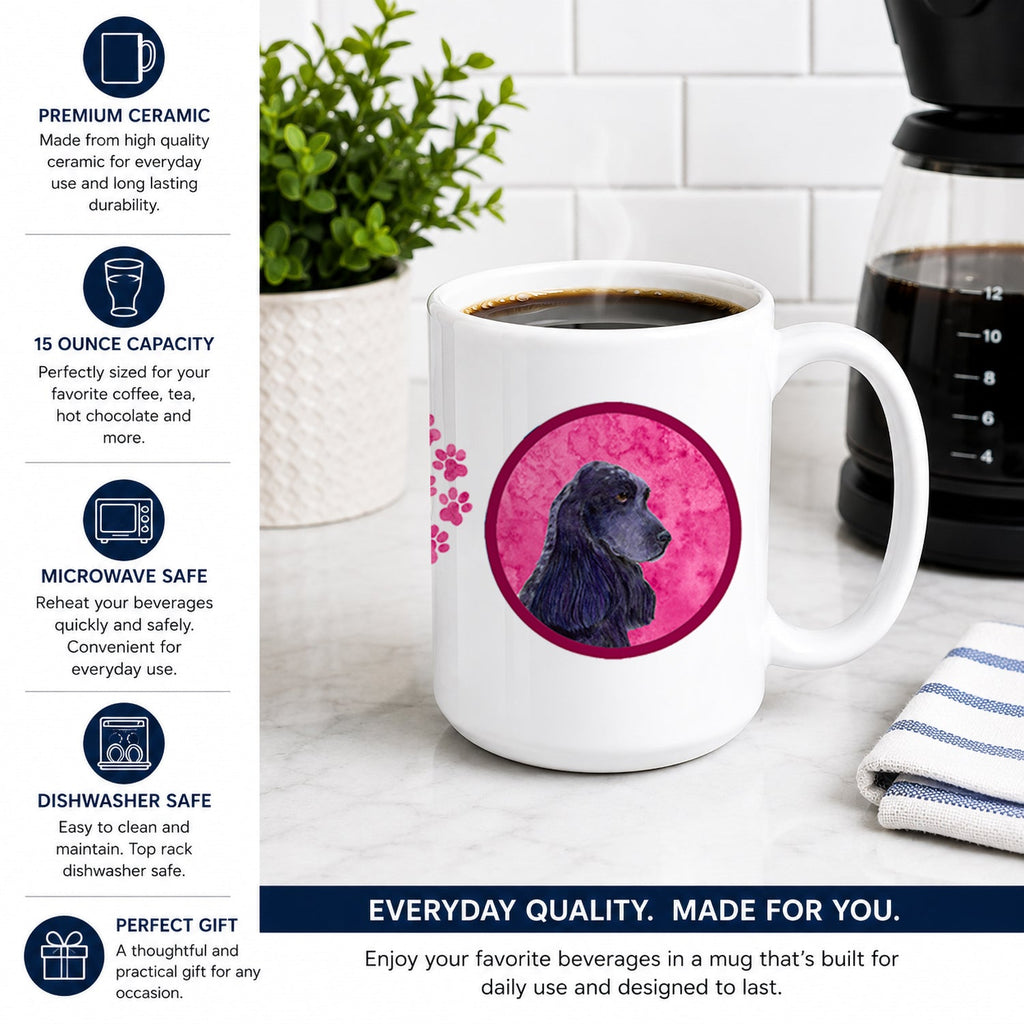 Pink Cocker Spaniel Ceramic Coffee Mug 15 oz Decorative Large C Handle Mug Cup for Tea, Cocoa Hot Chocolate
