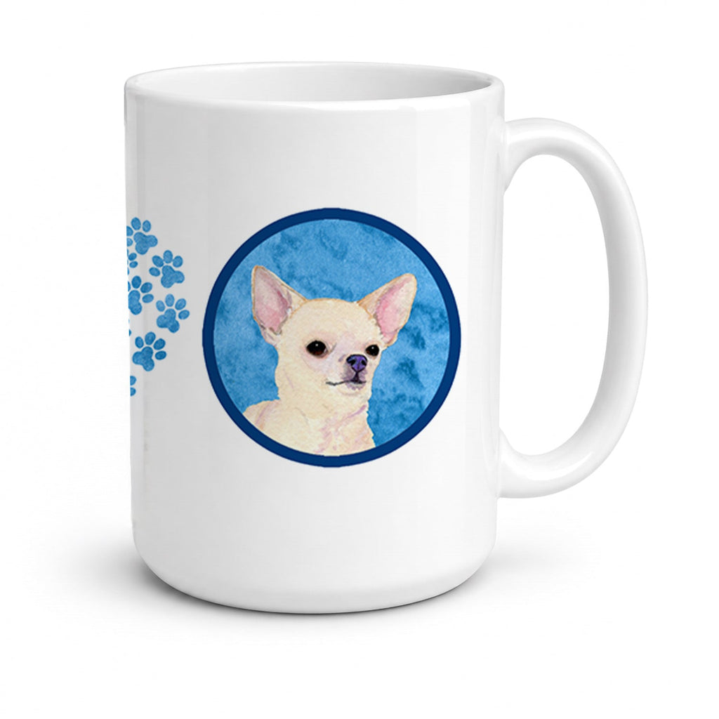Blue Chihuahua Ceramic Coffee Mug 15 oz Decorative Large C Handle Mug Cup for Tea, Cocoa Hot Chocolate
