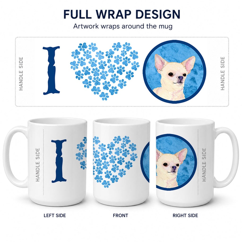 Blue Chihuahua Ceramic Coffee Mug 15 oz Decorative Large C Handle Mug Cup for Tea, Cocoa Hot Chocolate
