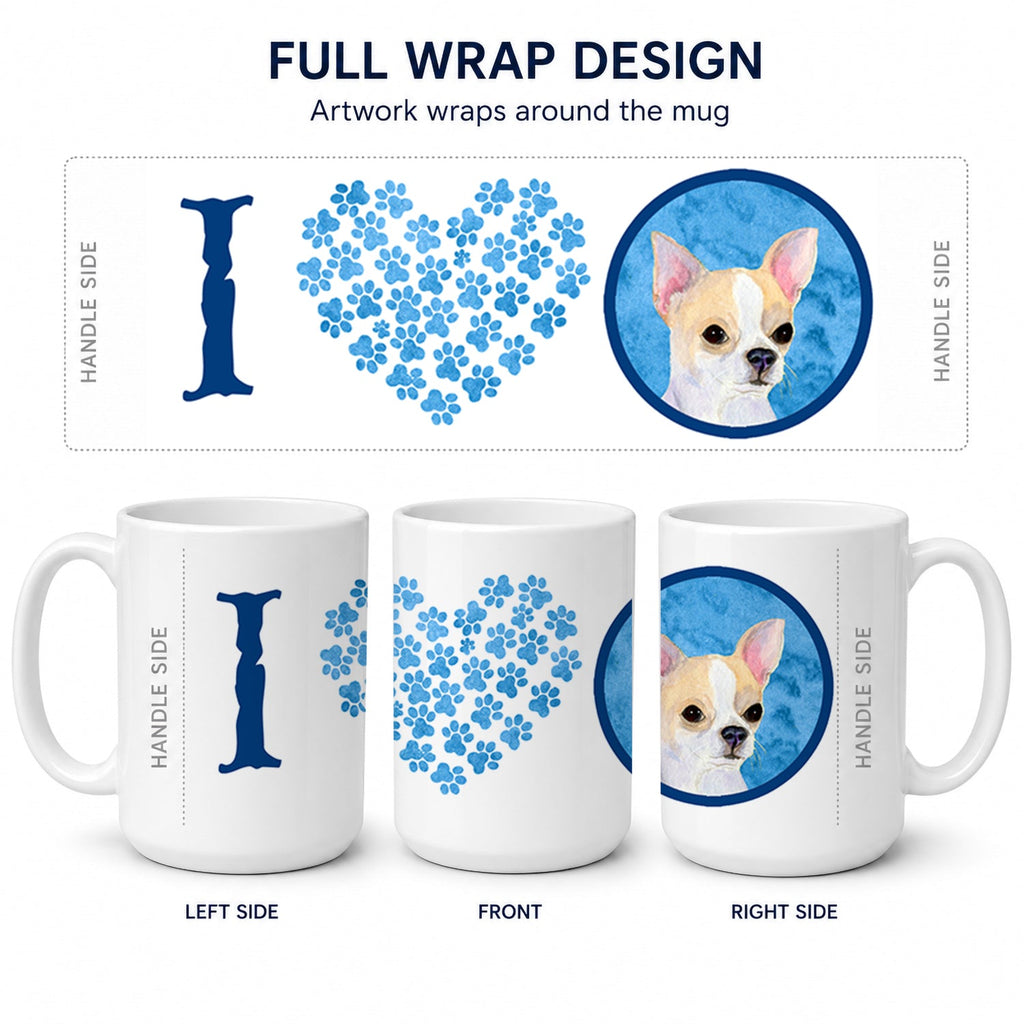 Blue Chihuahua Ceramic Coffee Mug 15 oz Decorative Large C Handle Mug Cup for Tea, Cocoa Hot Chocolate