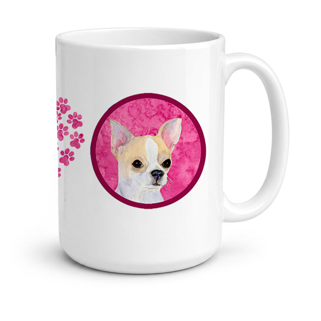 Pink Chihuahua Ceramic Coffee Mug 15 oz Decorative Large C Handle Mug Cup for Tea, Cocoa Hot Chocolate