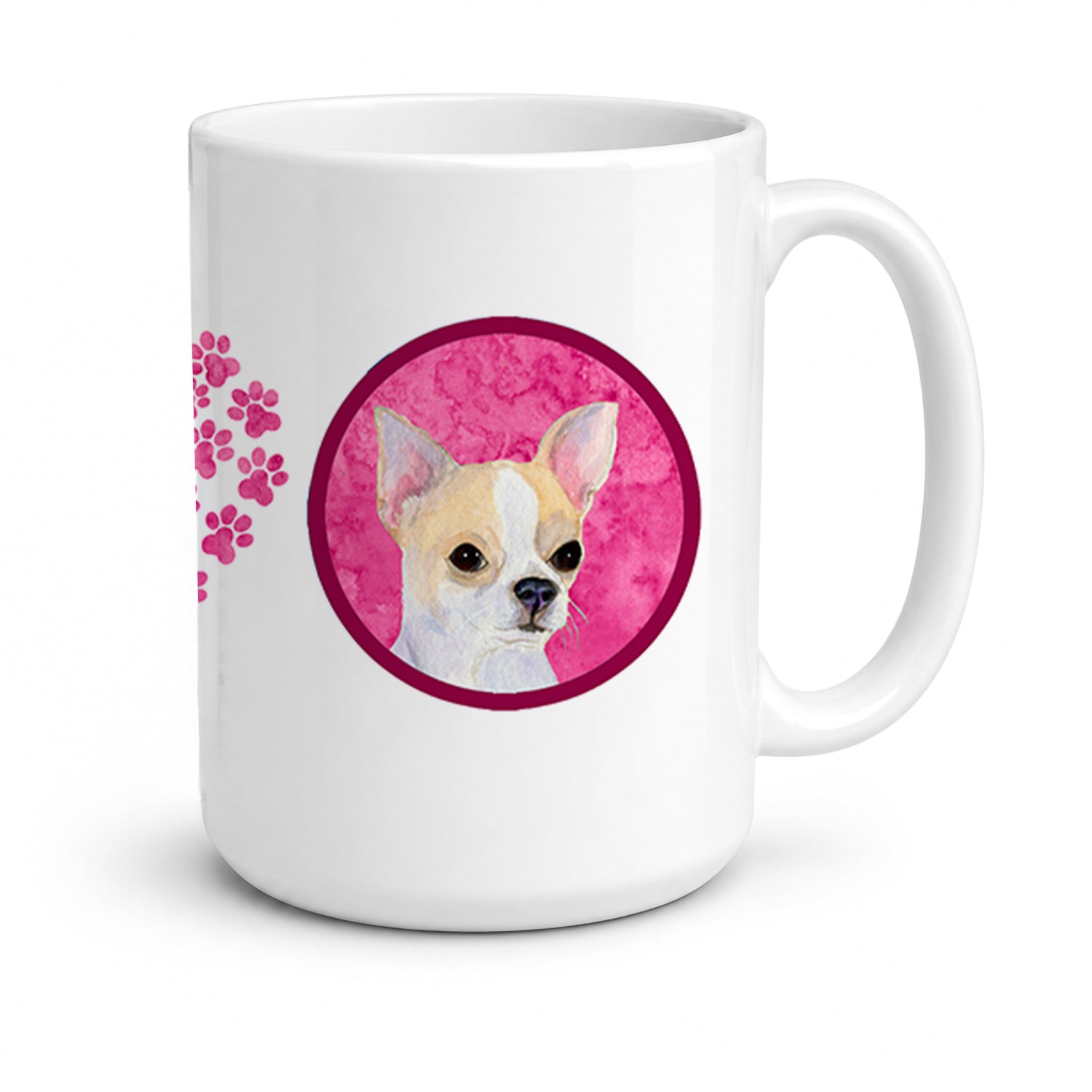 Pink Chihuahua Ceramic Coffee Mug 15 oz Decorative Large C Handle Mug Cup for Tea, Cocoa Hot Chocolate
