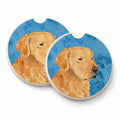 Blue Golden Retriever Set of 2 Cup Holder Car Coasters Absorbent Round Sandstone Coasters Gifts for Men or Women, 2.5, Multicolor