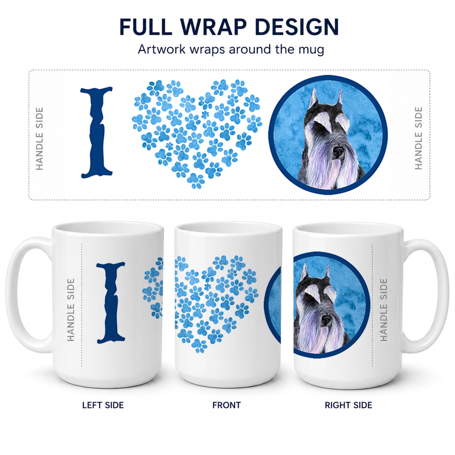 Blue Schnauzer Ceramic Coffee Mug 15 oz Decorative Large C Handle Mug Cup for Tea, Cocoa Hot Chocolate