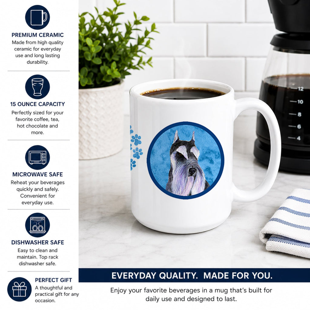 Blue Schnauzer Ceramic Coffee Mug 15 oz Decorative Large C Handle Mug Cup for Tea, Cocoa Hot Chocolate