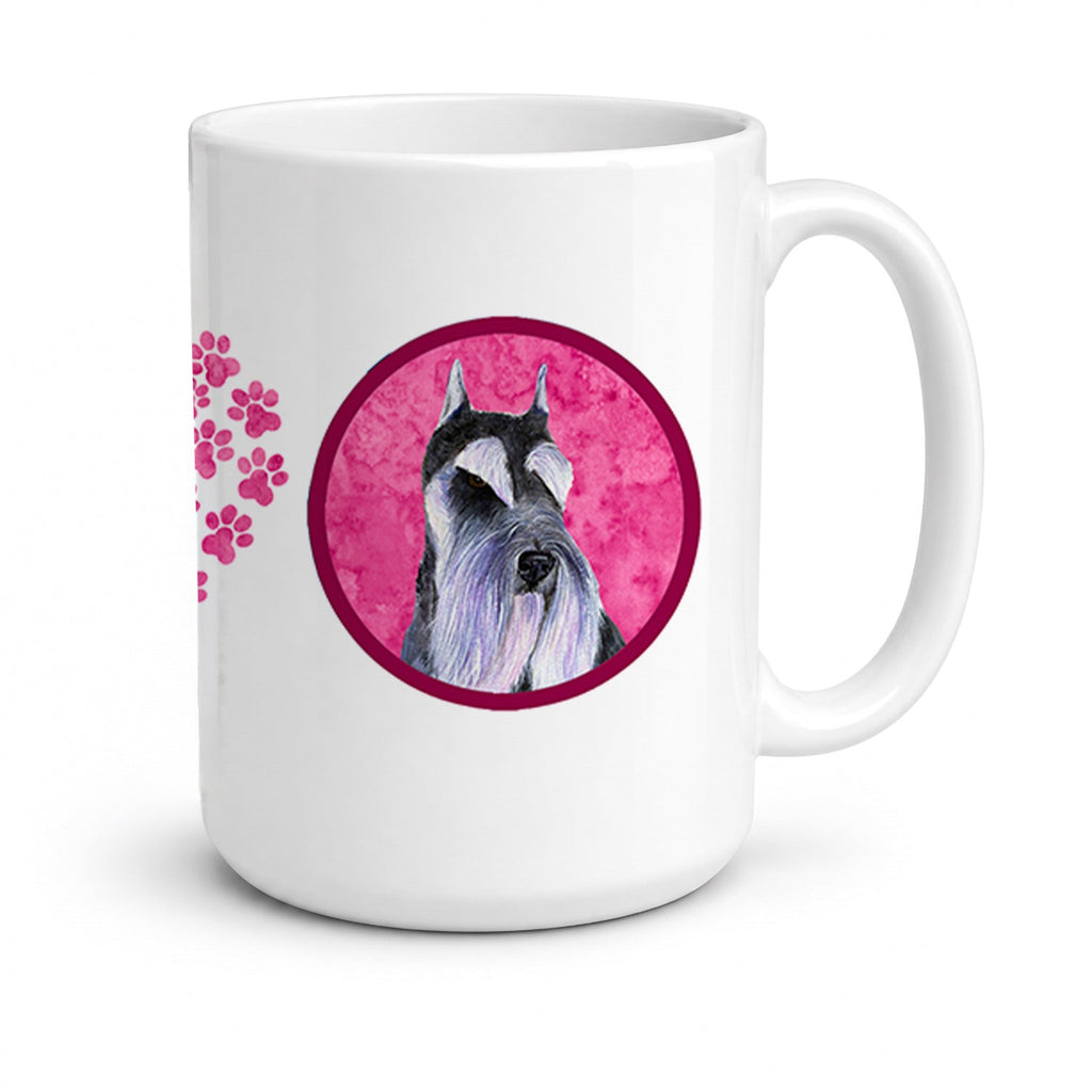Pink Schnauzer Ceramic Coffee Mug 15 oz Decorative Large C Handle Mug Cup for Tea, Cocoa Hot Chocolate