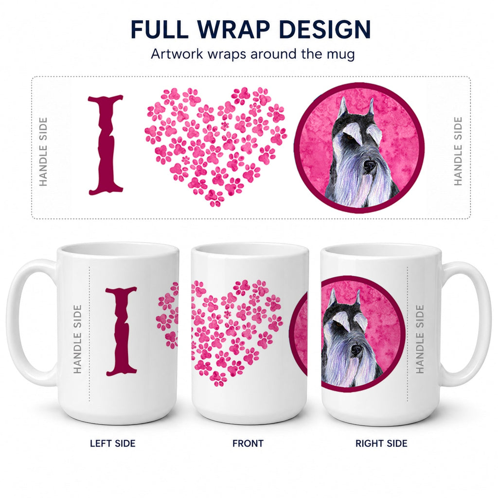 Pink Schnauzer Ceramic Coffee Mug 15 oz Decorative Large C Handle Mug Cup for Tea, Cocoa Hot Chocolate
