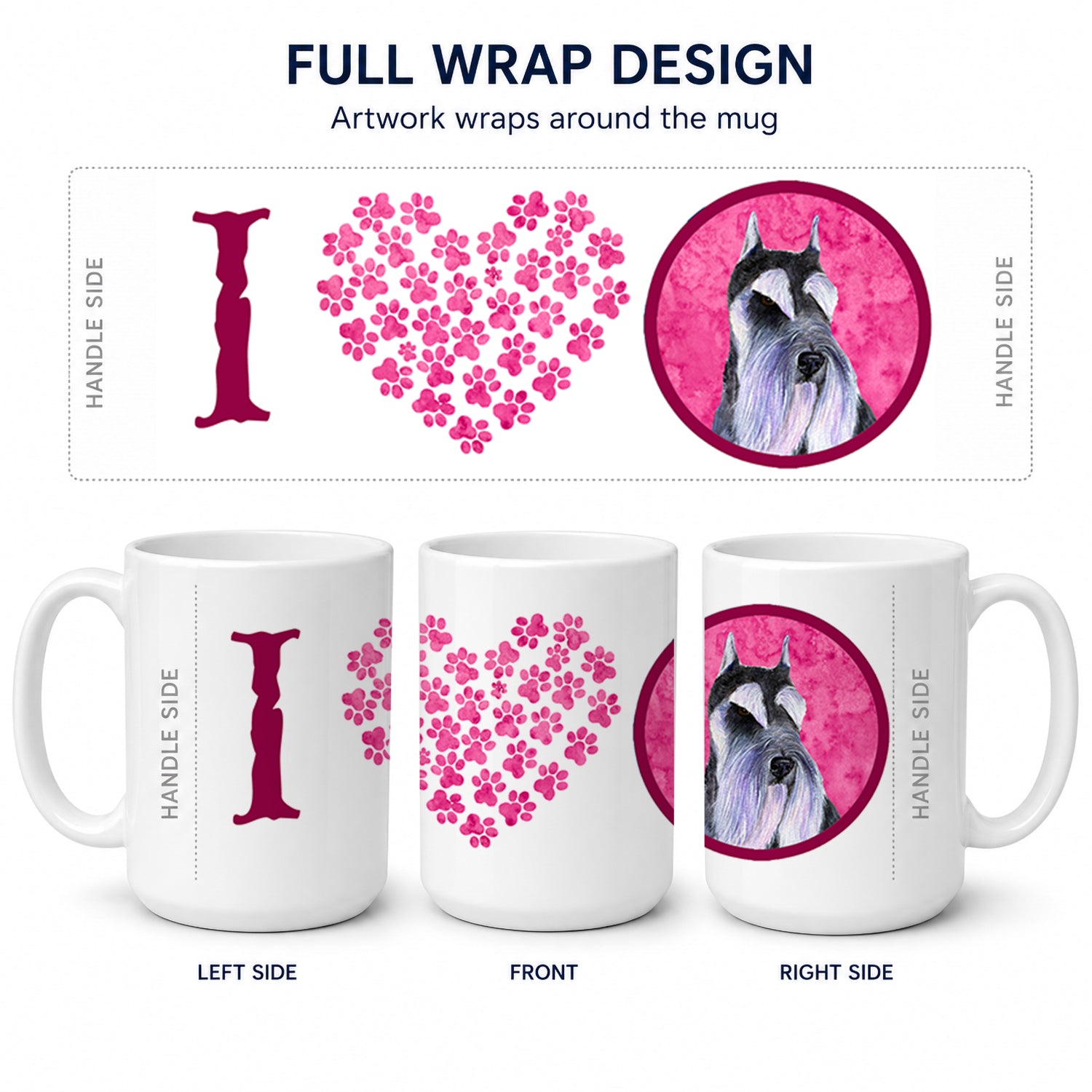 Pink Schnauzer Ceramic Coffee Mug 15 oz Decorative Large C Handle Mug Cup for Tea, Cocoa Hot Chocolate