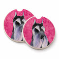 Pink Schnauzer Set of 2 Cup Holder Car Coasters Absorbent Round Sandstone Coasters Gifts for Men or Women, 2.5, Multicolor