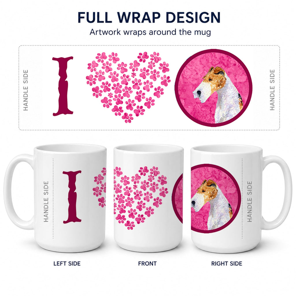 Pink Wire Fox Terrier Ceramic Coffee Mug 15 oz Decorative Large C Handle Mug Cup for Tea, Cocoa Hot Chocolate