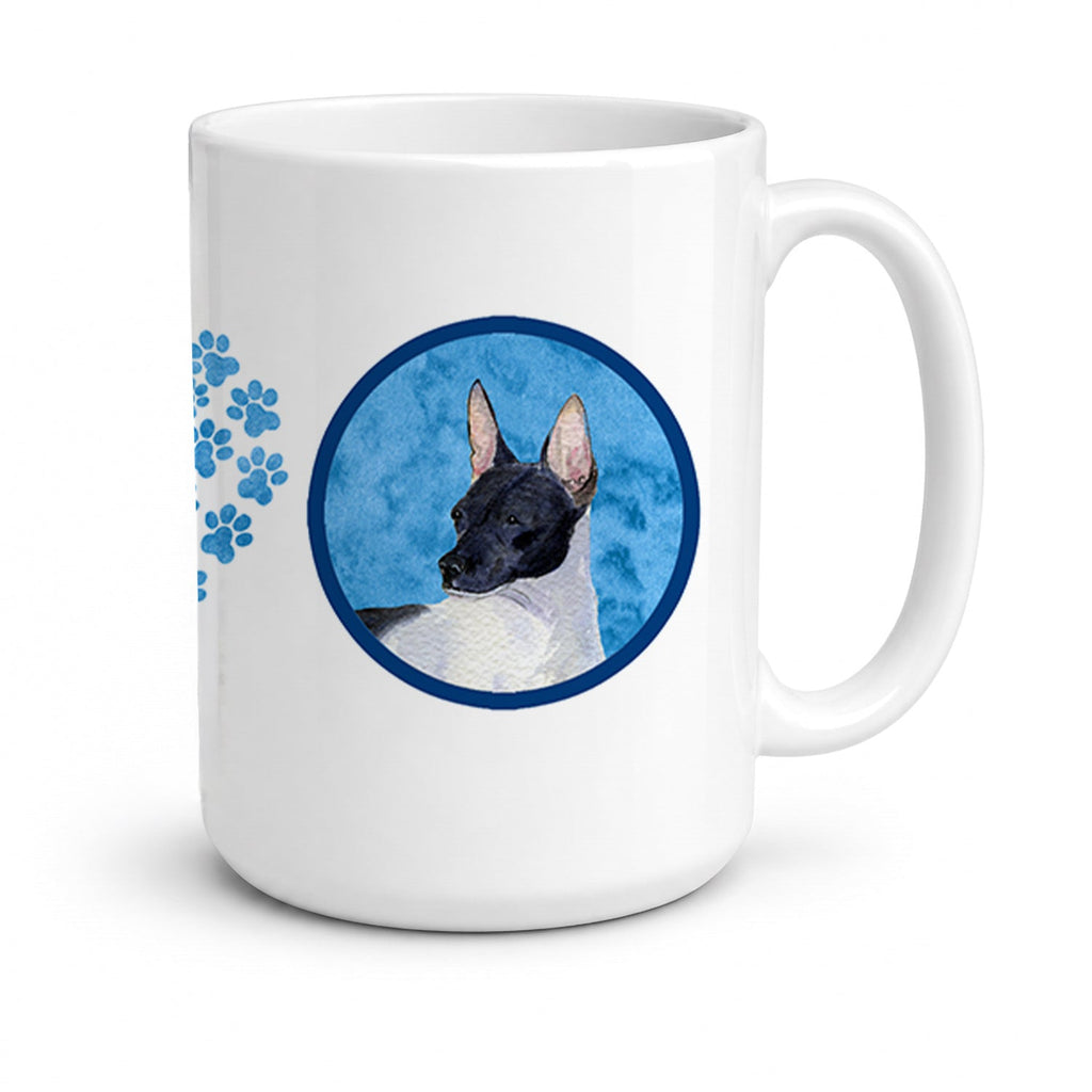 Blue Rat Terrier Ceramic Coffee Mug 15 oz Decorative Large C Handle Mug Cup for Tea, Cocoa Hot Chocolate