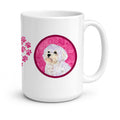 Pink Maltese Ceramic Coffee Mug 15 oz Decorative Large C Handle Mug Cup for Tea, Cocoa Hot Chocolate